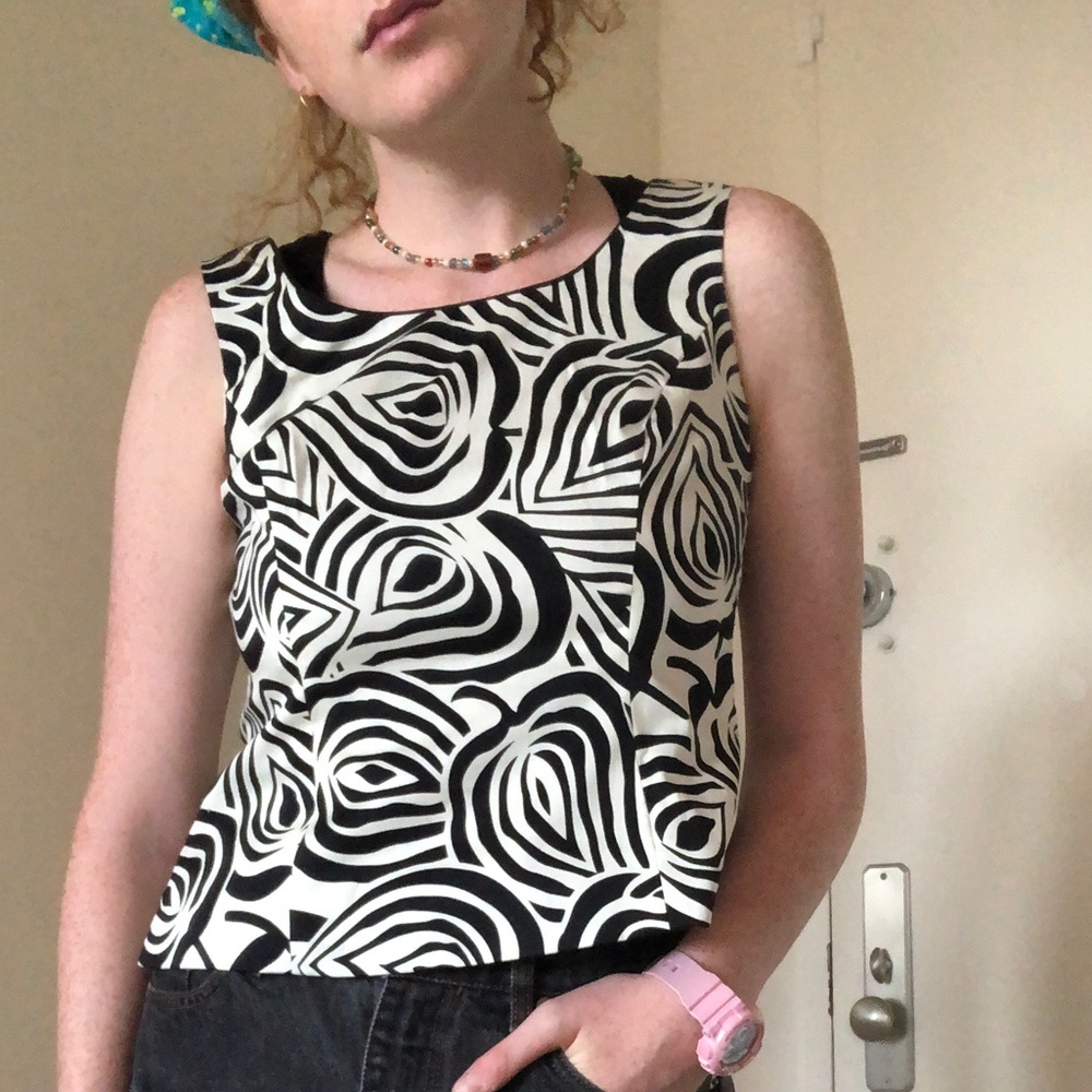 Black and White Printed Kasper Sleeveless Top
